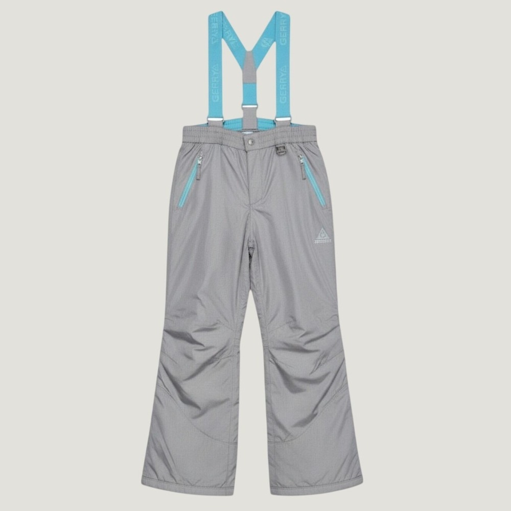 Gerry Youth Girls Large 14/16 Gray Turquoise Insulated Snow Pants Suspenders